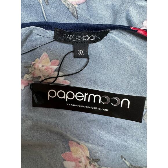 Women's Papermoon Sleeveless Basima Back Detail Blue Foral Top Size 3X, NWT - Picture 5 of 6